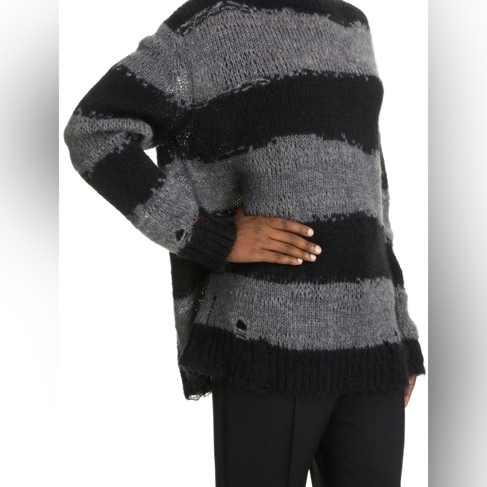 Acne Studios Kalia Block Stripe Distressed Sweater